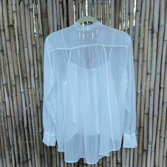 All saints women’s ivory sheer twisted cross over long sleeves minimalist top M - Picture 3 of 15